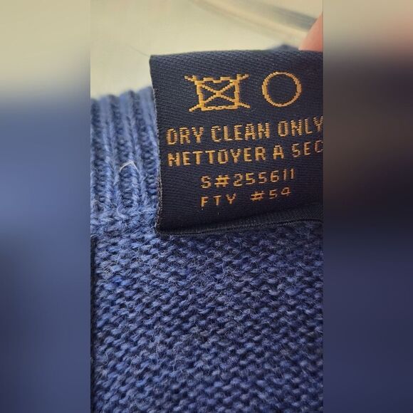 Viyella L Blue Steel Knit Longsleeve 100% MERINO WOOL V-neck Men's Sweater - Picture 4 of 7